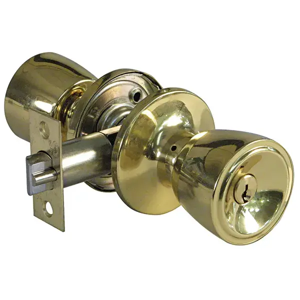 Pomo para puerta con llave latón brillo