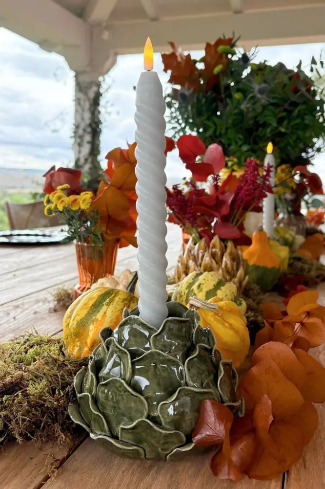 OEM de Montaje Fácil Porte-bougie artisanal au design de fleur d’artichaut verte