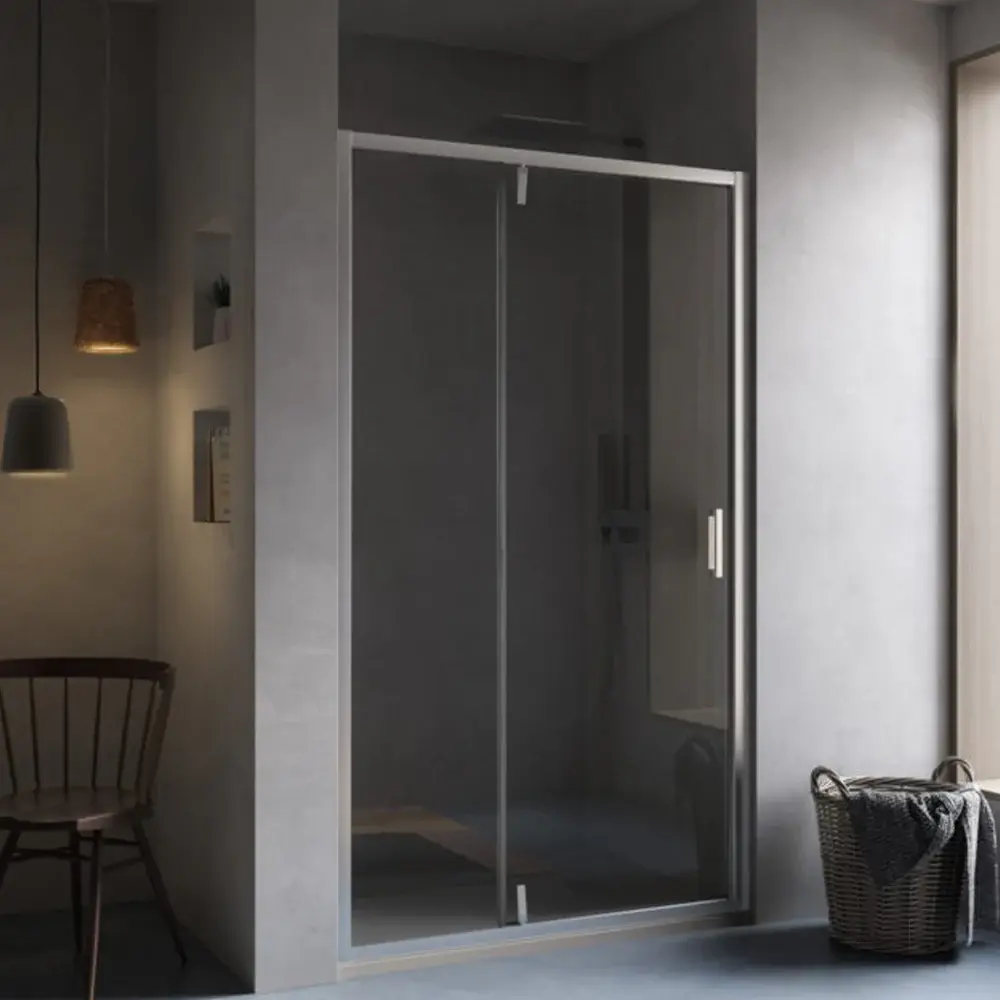 Porta doccia battente da 140 cm modello Dioniso cristallo trasparente 6 mm reversibile