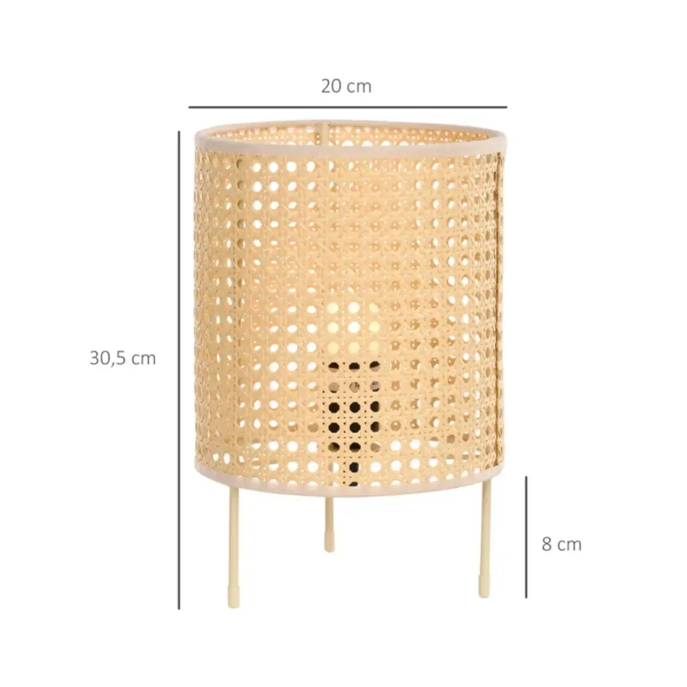 Lámpara de mesa Homcom pantalla de rejilla 40W E27 sin procesar Ø20x30,5 cm