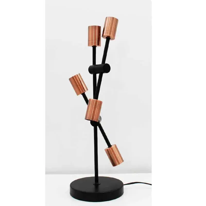 Profesional Certificado Lámpara de mesa Hierro Lamp 5 portalámparas negro/bronce Ø18x59 cm