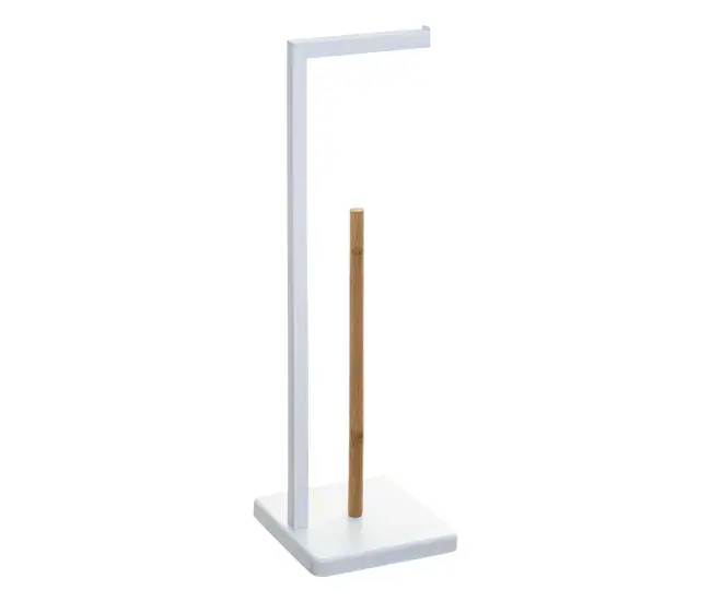 Colgador de Albornoz WELL HOME - Portarrollo reserva 'Natureo' en blanco Ø20x64,5cm