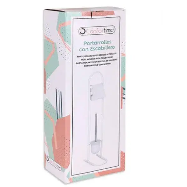 Portarrollos con escobilla Confortime blanco mate 41x17x11 cm Medidas 30x20cm