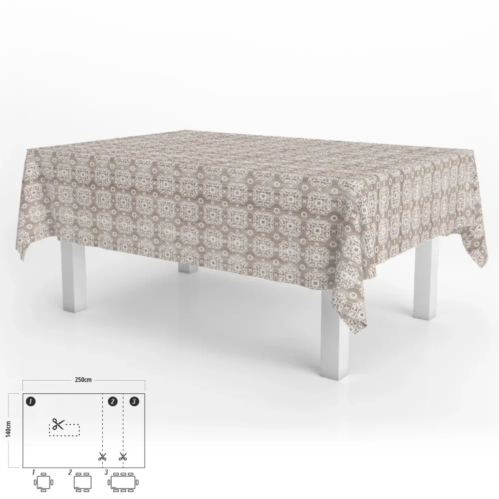 Ducto de Mantel Hule Rectangular Estampado Madera Impermeable Antimanchas PVC 140x250 cm. Recortable Uso Interior y Exterior