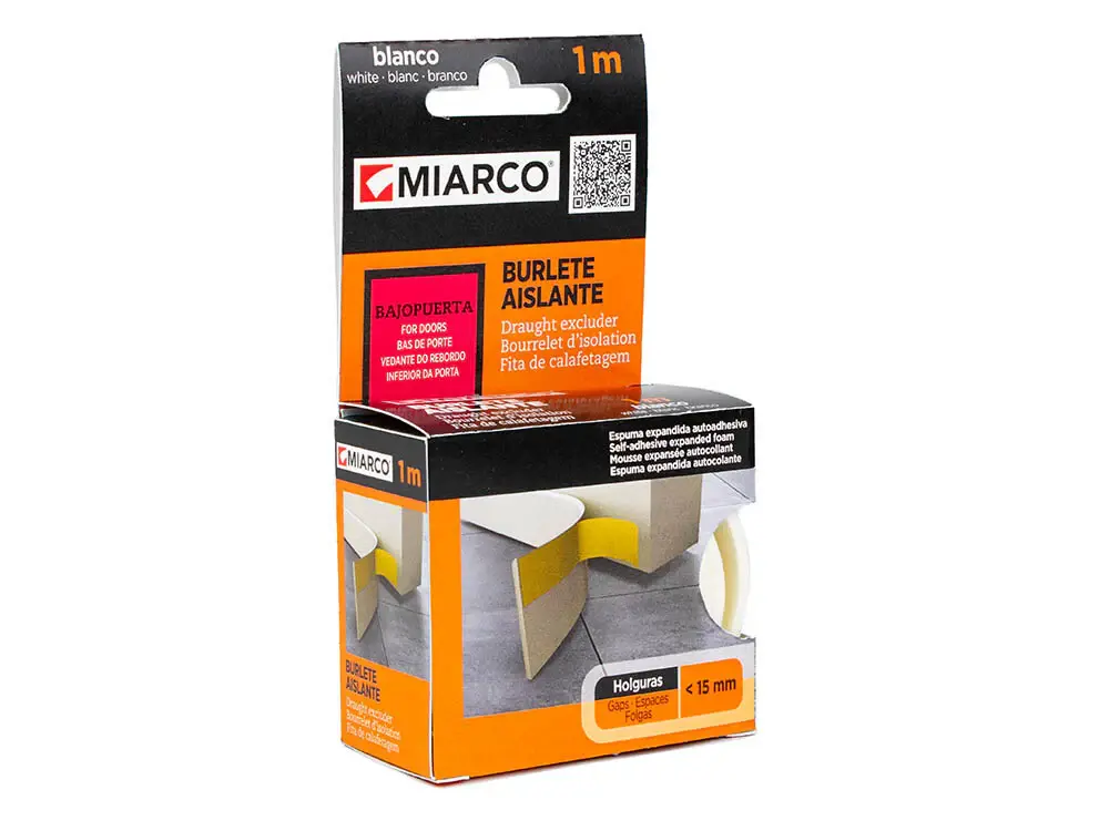 10745 BURLETE BAJO PUERTA VERSÁTIL PVC EXPANDIDO BLANCO 1m MIARCO