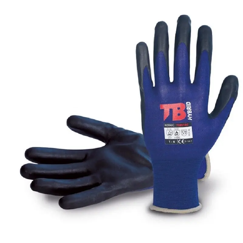 Guante nylon fibra carbono y licra palma azul palma ppu negro 718stac tall