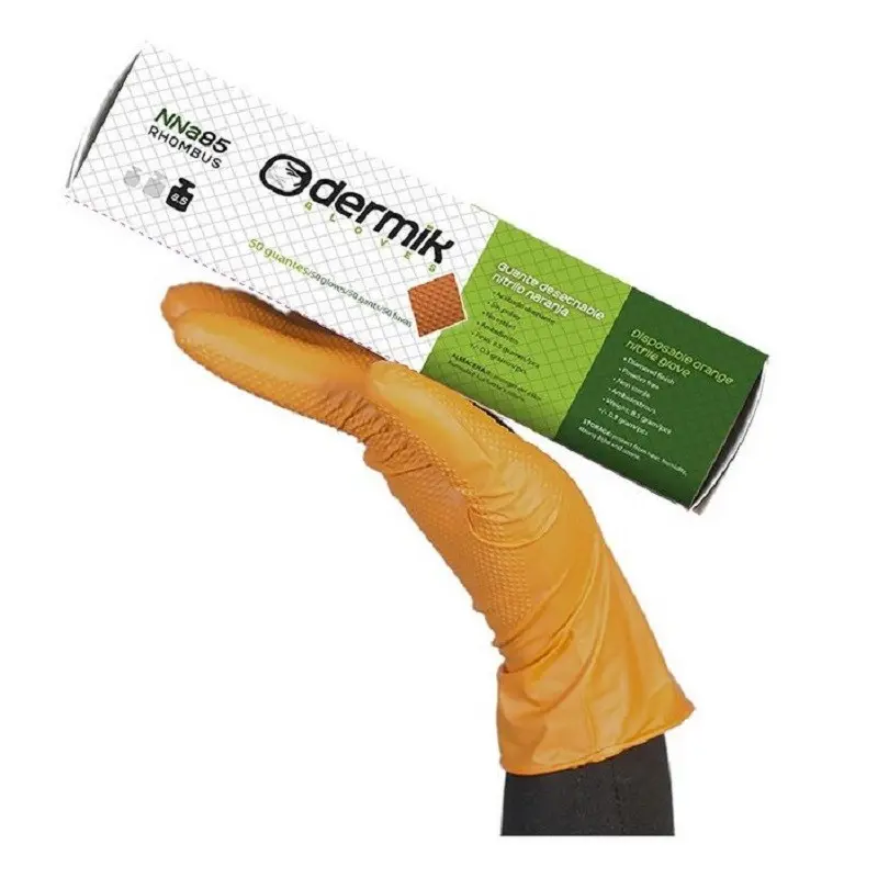 Guante desechable nitrilo acabado diamante naranja talla m-l dispensador 50