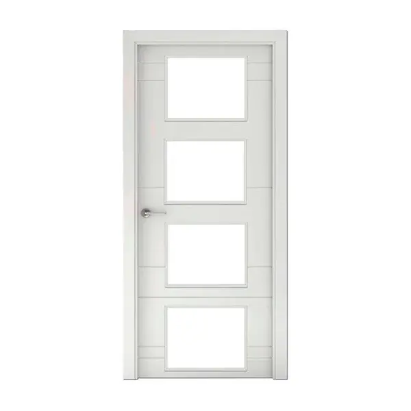 Puerta de Uso interior acristalada lacada Munich blanca derecha 203x72,5 cm
