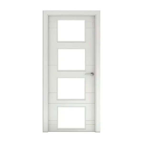 Puerta de Uso interior acristalada lacada Munich blanca izquierda 203x72,5 cm
