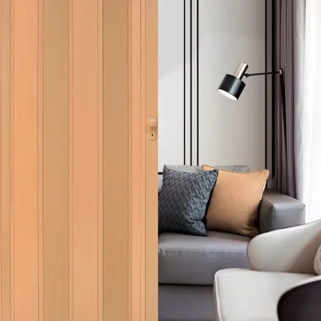 Puerta de Uso interior plegable de pvc imitación madera haya rojo