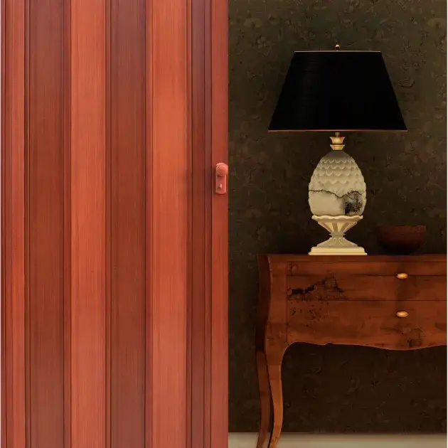 Puerta de Uso interior plegable de pvc imitación madera caoba