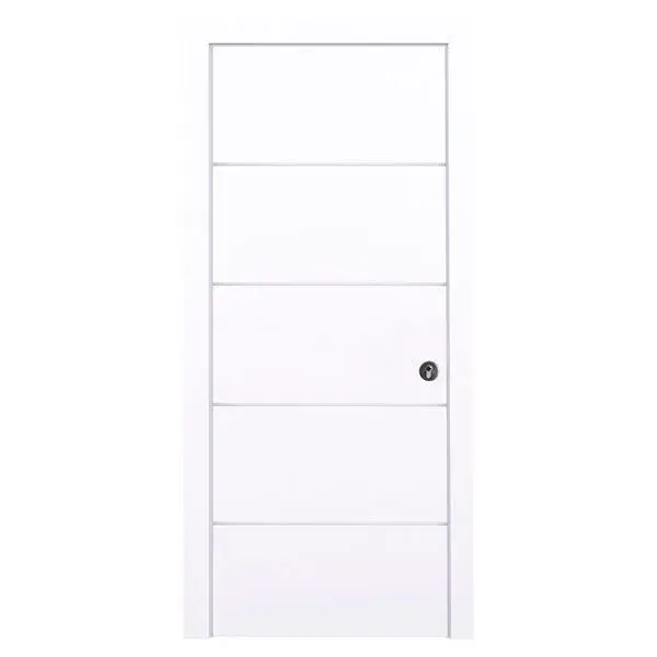 Puerta de entrada blindada 4 rayas blanca izquierda 203 x 82,5 cm