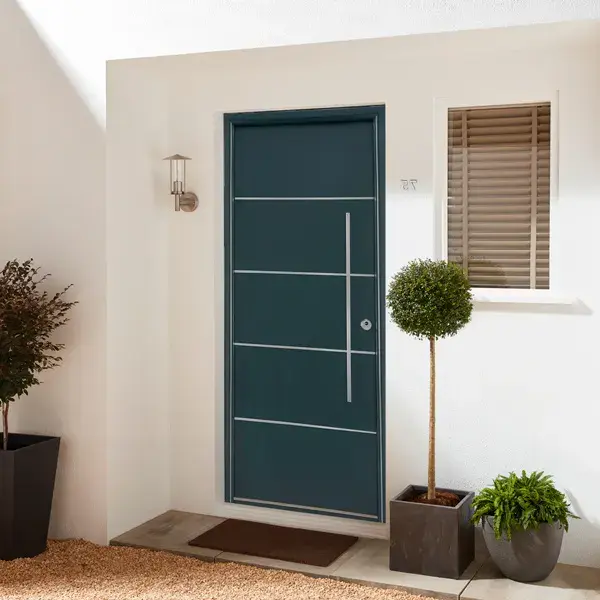 Puerta de entrada gris antracita insert izquierda 210 x 90 cm