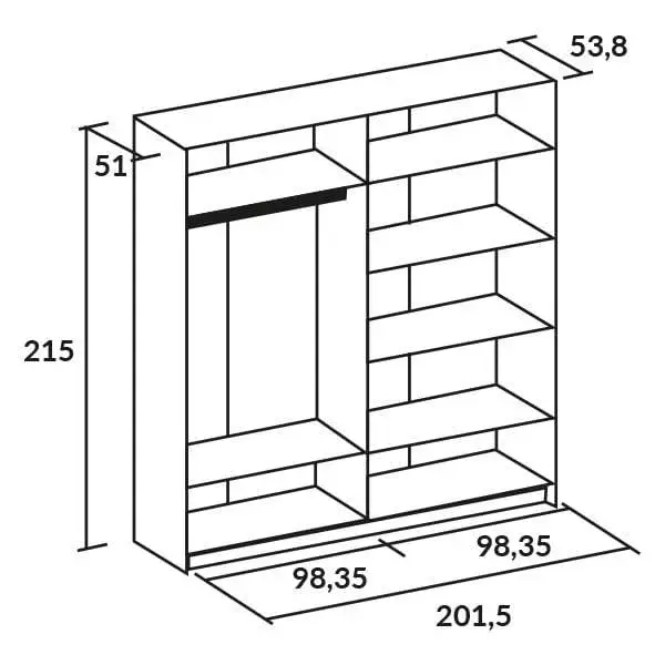 Armario Gran Savona 2 puertas correderas blanco y sable