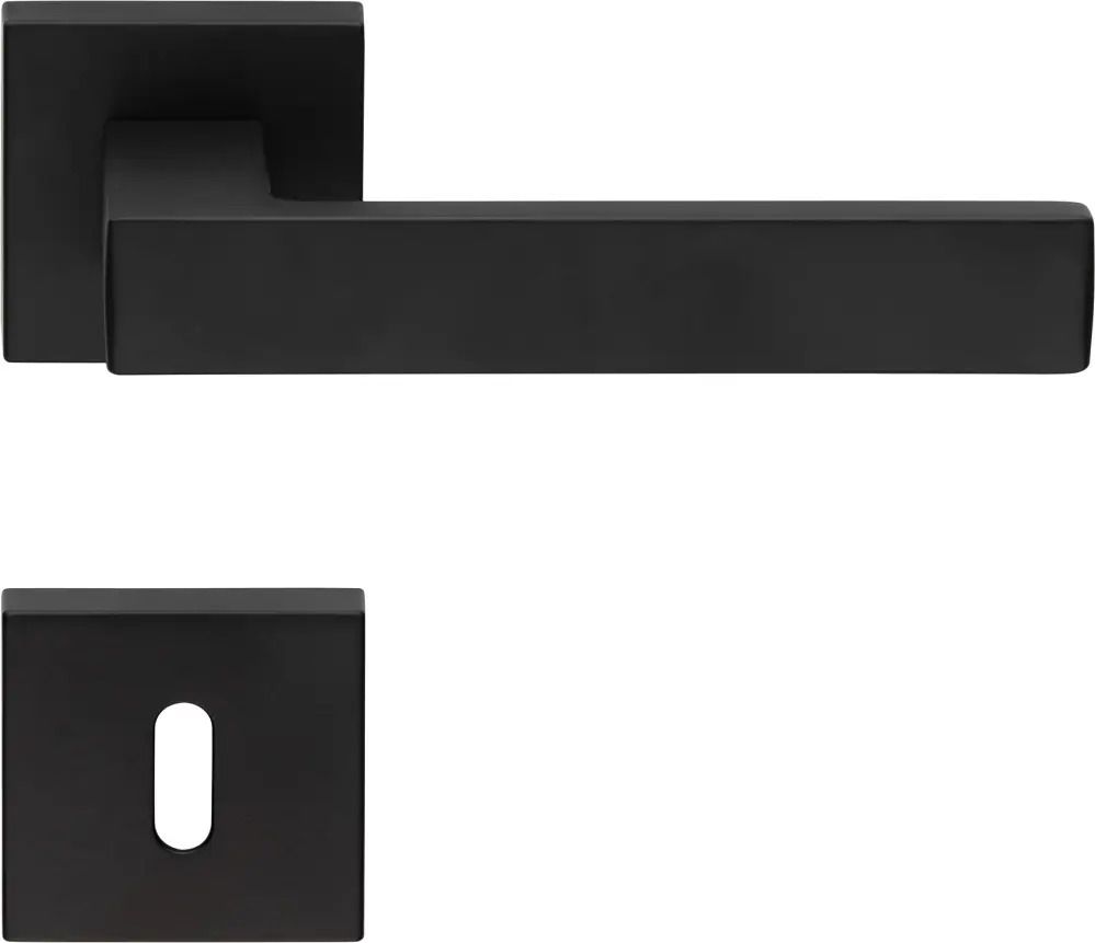 2 manilla roseta cuadrada, agujero de llave l, negro, para puerta interior.