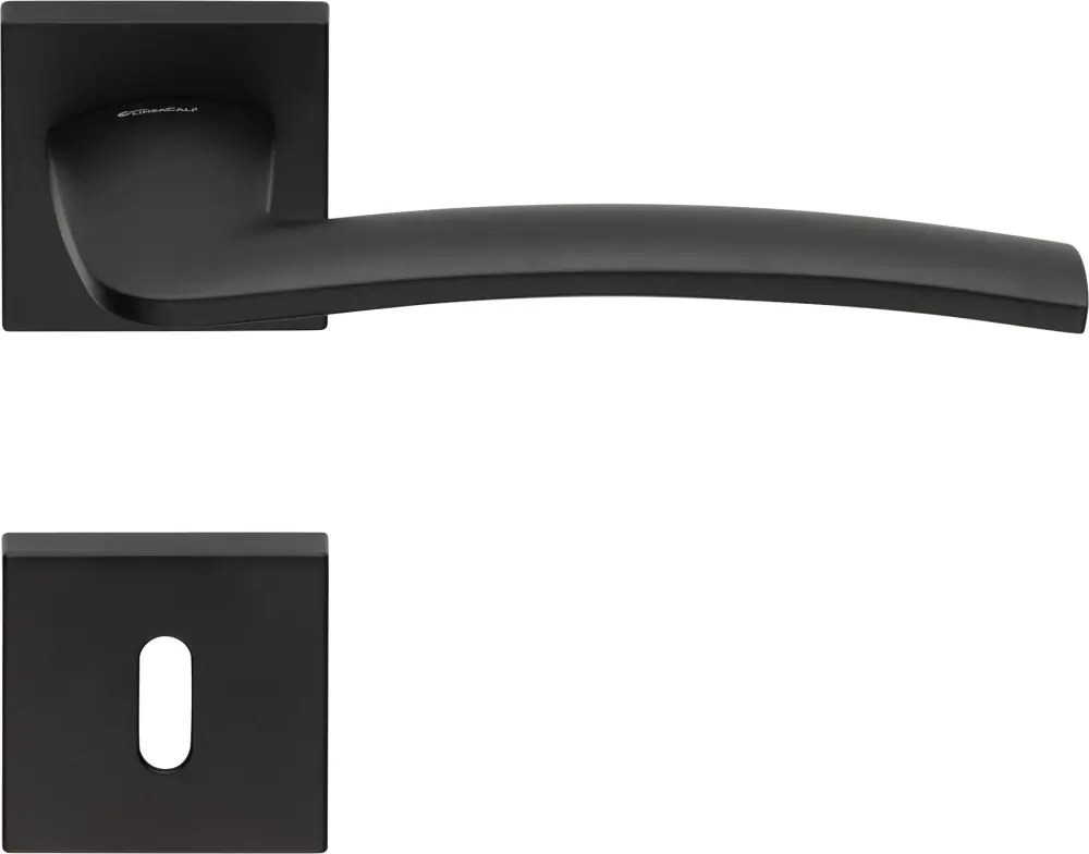 2 manilla roseta cuadrada, agujero de llave l, negro, para puerta interior.