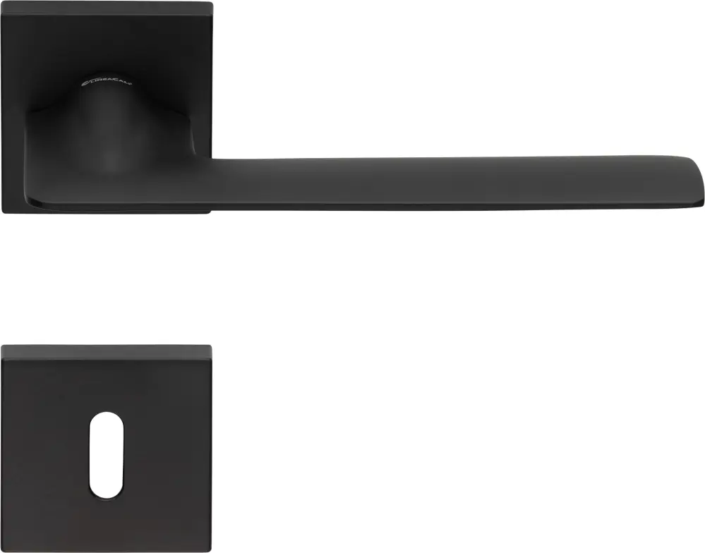 2 manilla roseta cuadrada, agujero de llave l, negro, para puerta interior.