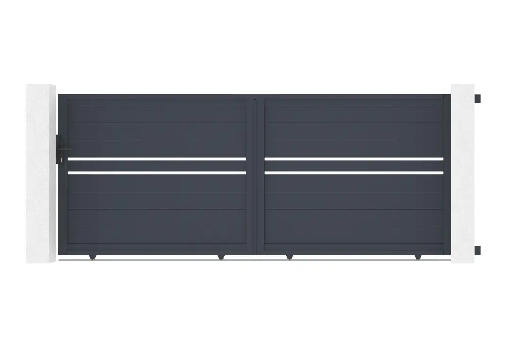 Puerta corredera 3,5m cimone al.140cm aluminio + cancela 1m al.140cm