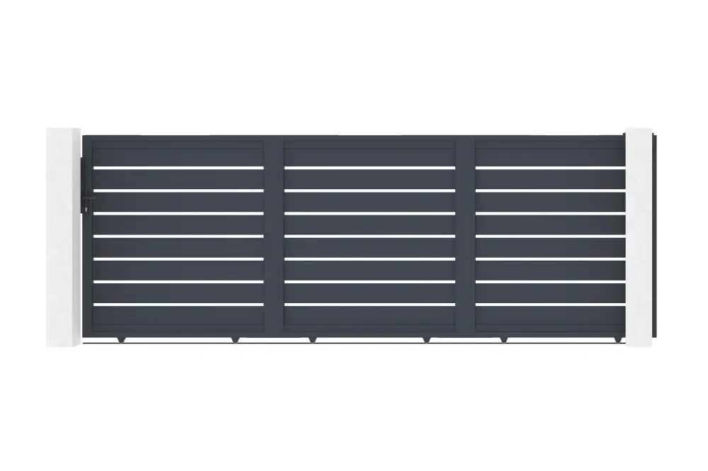 Puerta corredera 4,5m vogel al.160cm aluminio gris + cancela vogel al.160cm