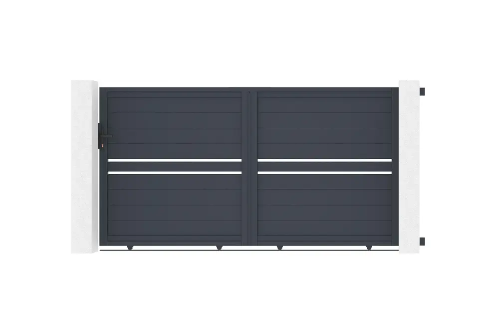 Puerta corredera 3m cimone al.160cm aluminio + 2 postes 15x15cm al.190cm