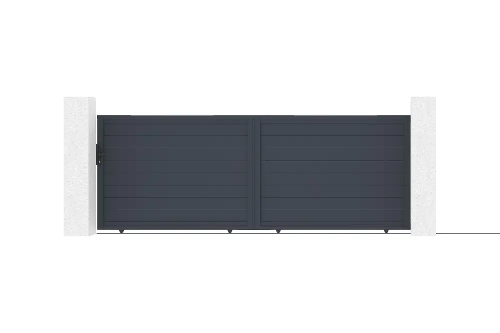 Puerta corredera 4m eiger al.140cm alu gris + 2 postes 20x20cm al.166cm