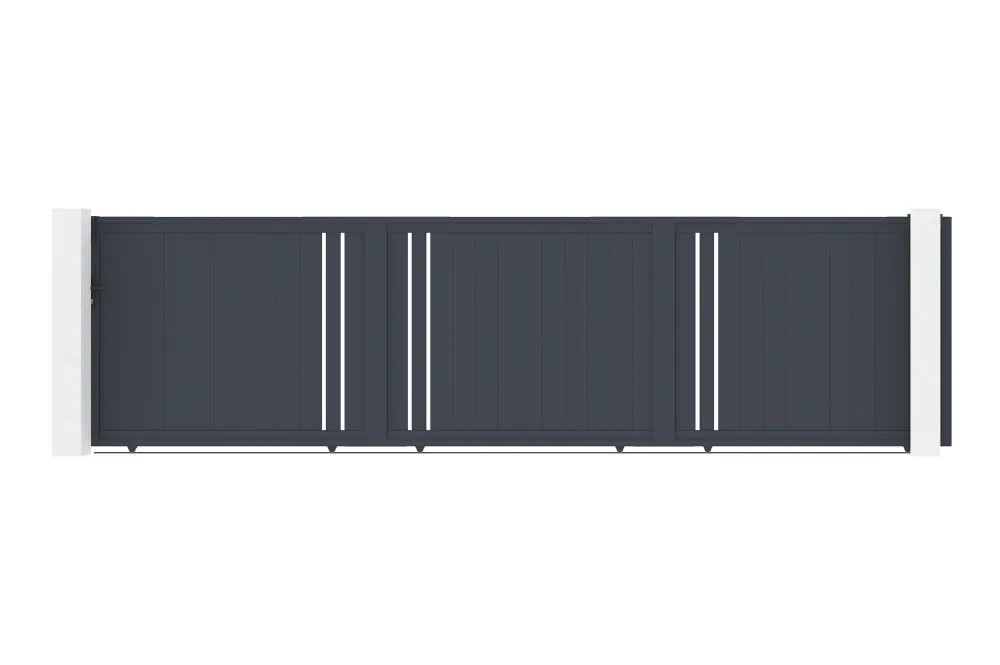 Puerta corredera 6m giona al.160cm aluminio + cancela 1m al.160cm