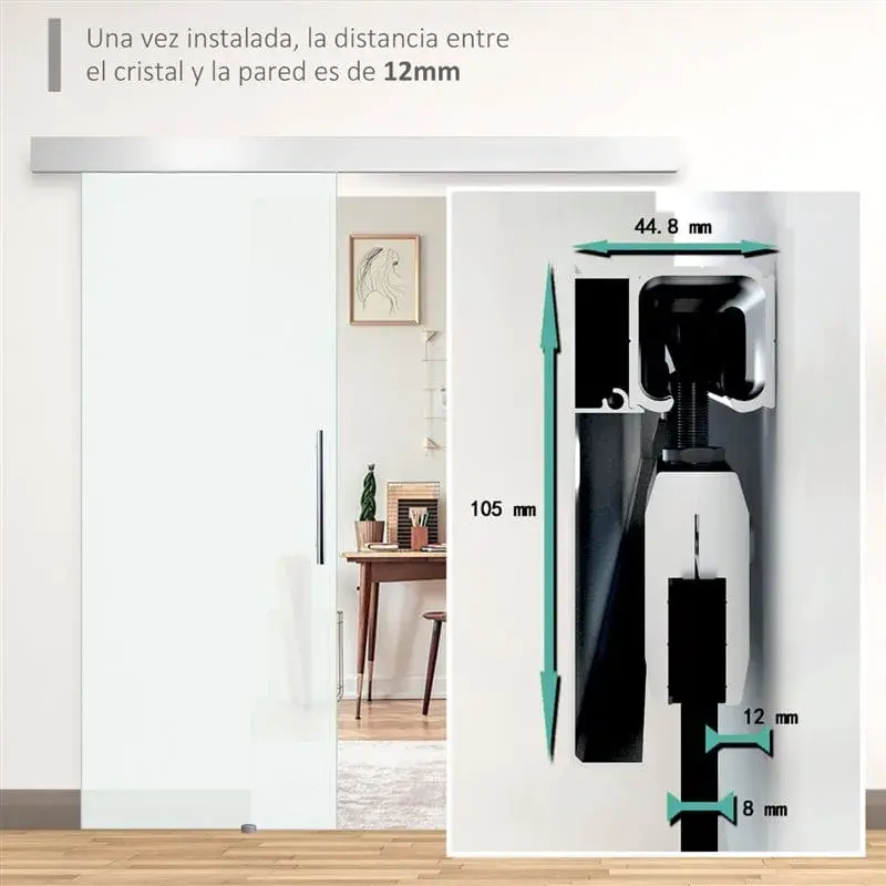 Puerta corredera Homcom deslizante satinada 205x90 cm