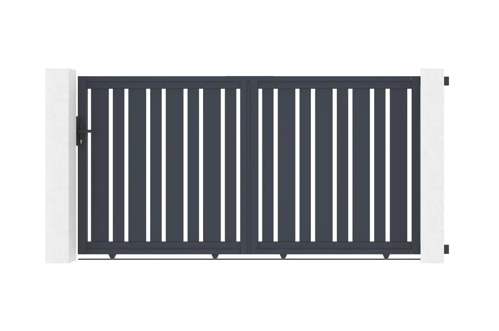 Puerta corredera 3m veymont al.160cm alu gris + 2 postes 20x20cm al.190cm