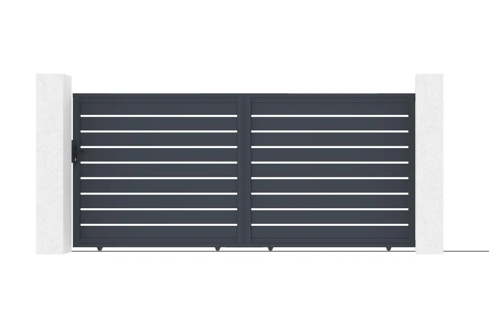 Puerta corredera 4m vogel al.180cm alu gris + 2 postes 20x20cm al.190cm