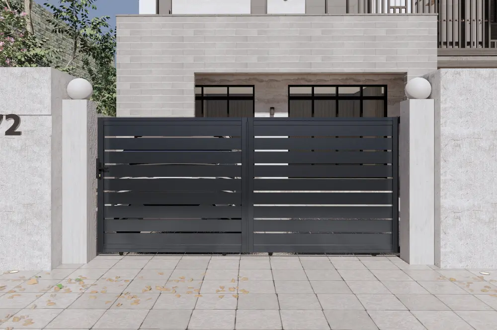 Puerta corredera 3m vogel al.180cm alu gris + 2 postes 20x20cm al.190cm