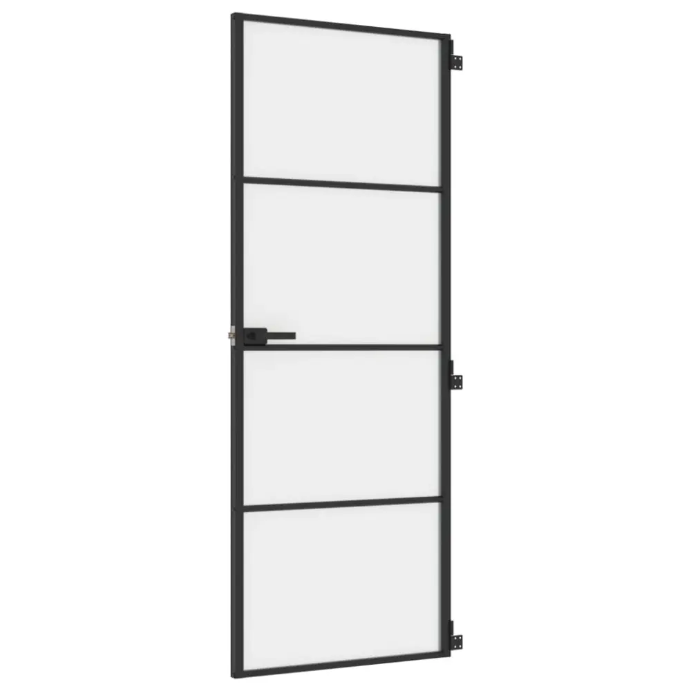 vidaXL puerta interior delgada negra vidrio y aluminio 76x201,5 cm