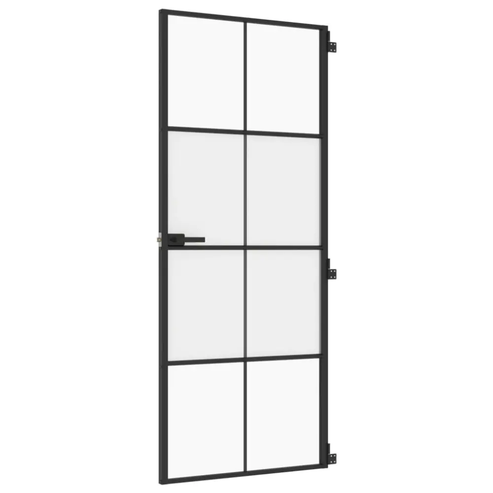 vidaXL puerta interior delgada negra vidrio y aluminio 83x201,5 cm