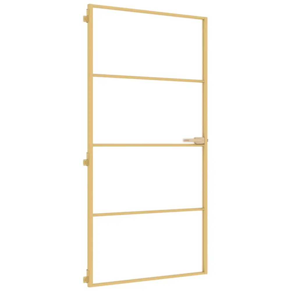 vidaXL puerta interior dorada vidrio templado aluminio 102,5x201,5 cm