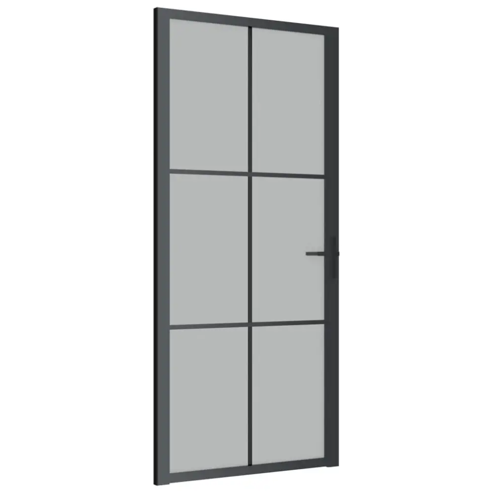 vidaXL puerta interior de vidrio y aluminio negro mate 93x201,5 cm