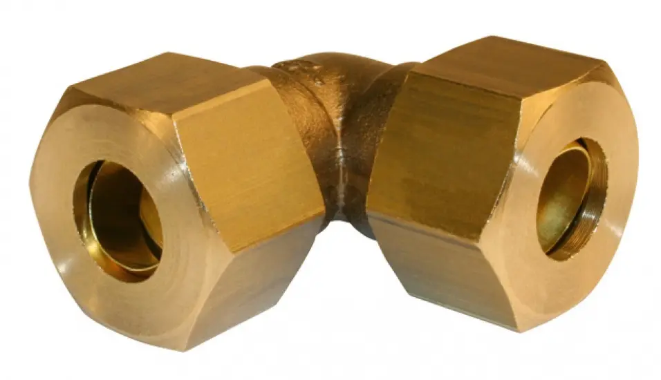 Racor bicónico de latón 90° d.14 para tubo de cobre Quick Plomberie