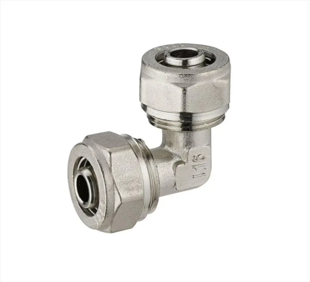 Racor de compresión de latón 90° d.16 para tubo multicapa Quick Plomberie