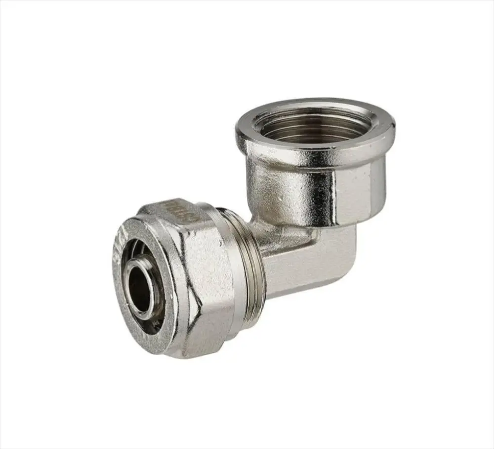 Racor de compresión de latón 90° f 15 x 21 para tubo multicapa Quick Plomberie