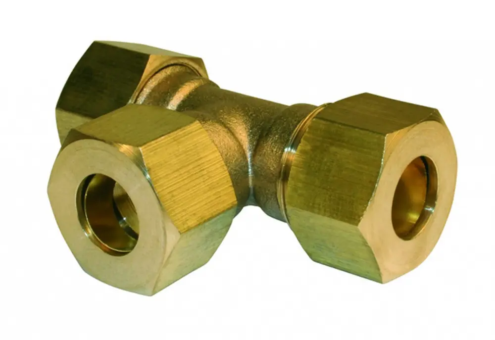 Racor en t igual bicónico de latón d.12 para tubo de cobre Quick Plomberie