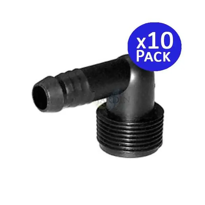 10 x codo estriado presión 16mm x 1/2 macho. Utilizado en tuberí rain Suinga