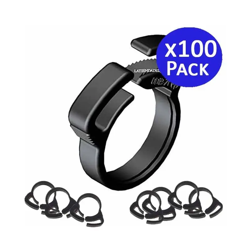 Pack 100 x abrazadera riego por goteo 16mm negra Suinga