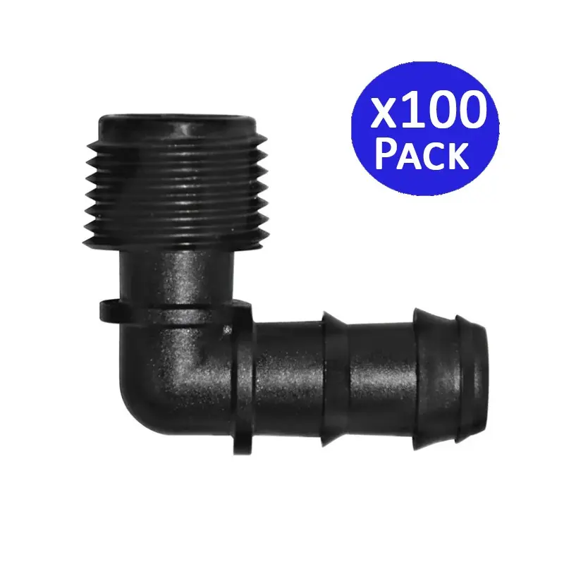 Pack de 100 codo goteo 16mm x 1/2 Suinga