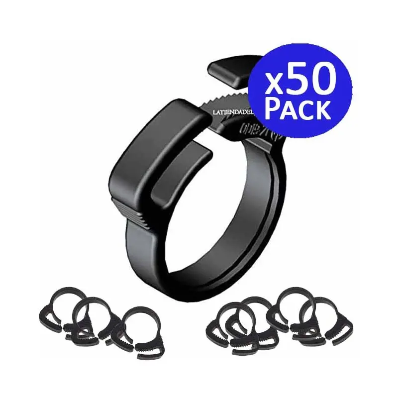 Pack 50 x abrazadera riego por goteo 16mm negra Suinga