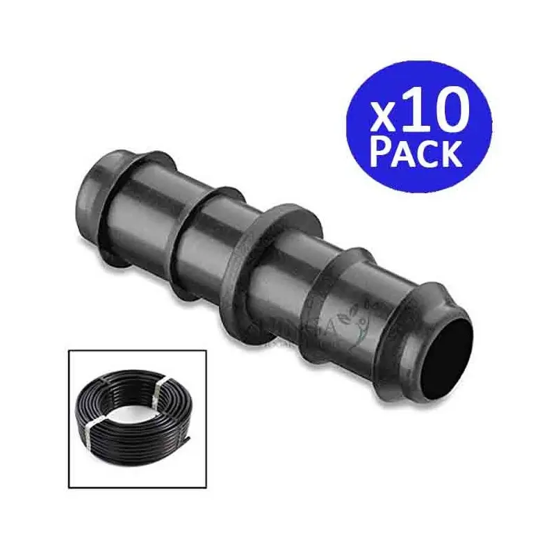Pack 10 x enlace riego por goteo 16mm negro Suinga