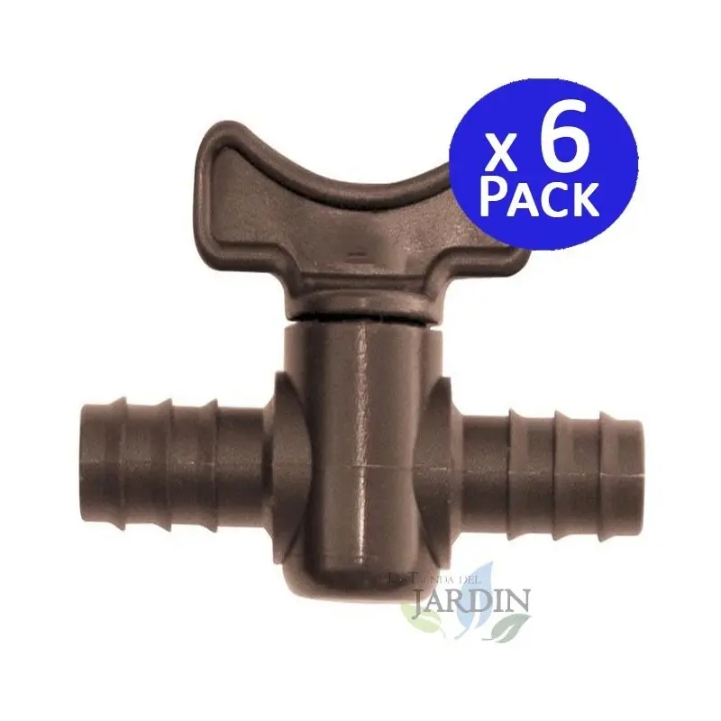 Pack 6 x llave de paso goteo 10mm marrón Suinga