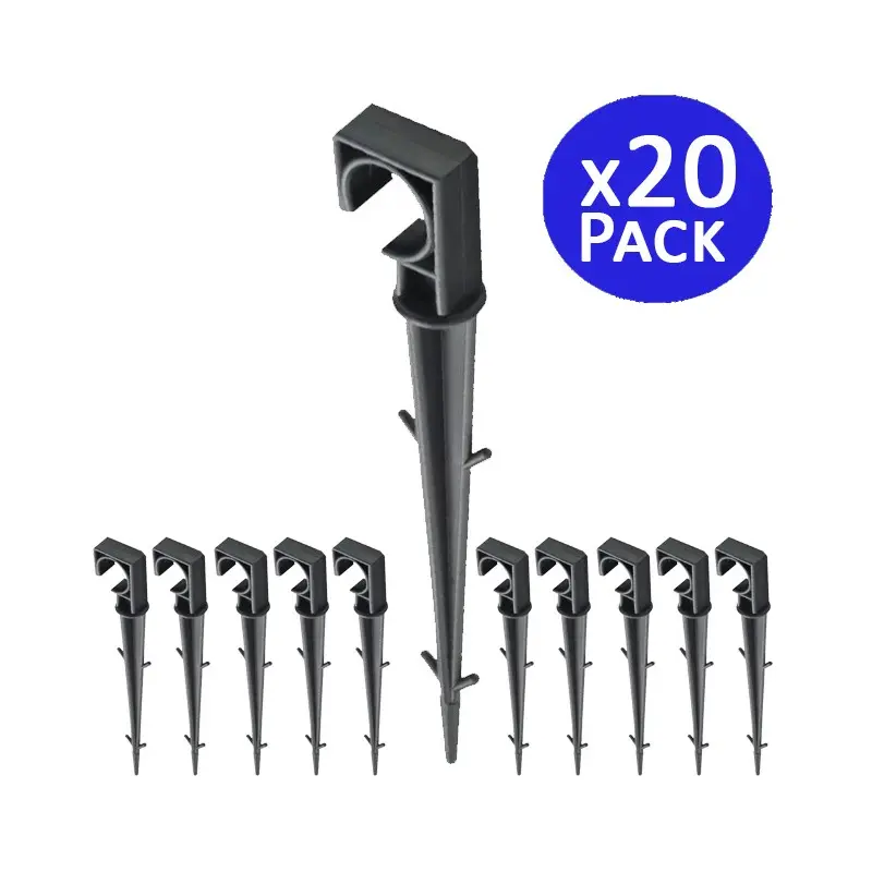 Pack 20 x piqueta sujeta tubo goteo 16mm negra Suinga