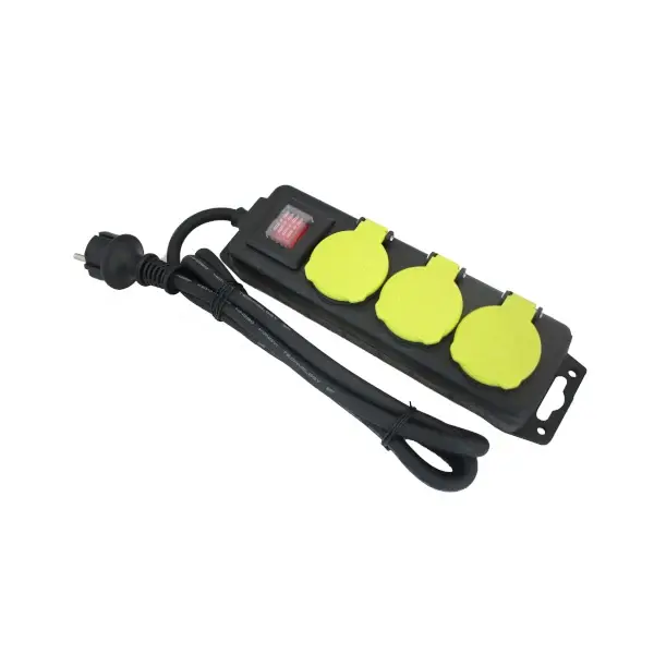 Base de enchufe triple de superficie con tapa negro