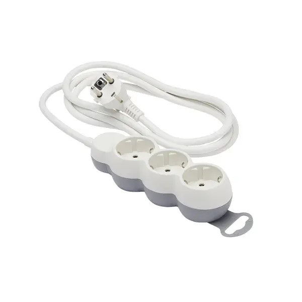 Base múltiple 3 enchufes blanco y gris 2 m