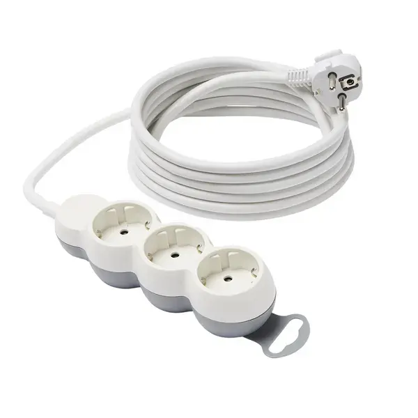 Base múltiple 3 enchufes blanco y gris 4 m