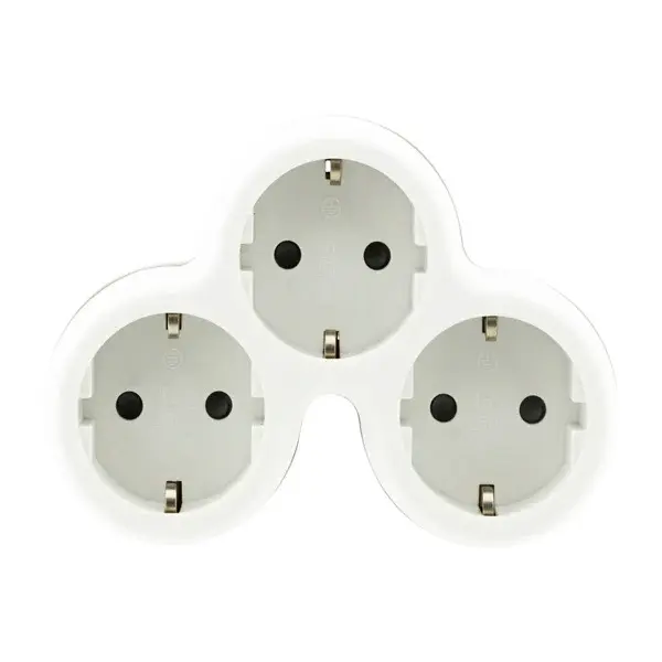 Base múltiple de 3 enchufes gris y blanca