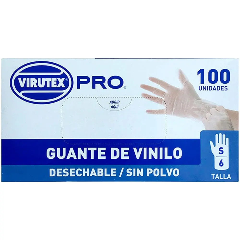 Guante Vinilo Sin Polvo Desechable Incoloro Talla S 100 Un